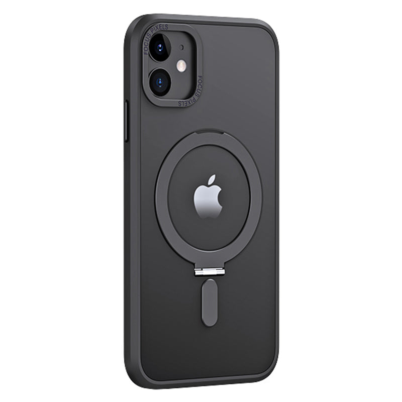For iPhone 11 6.1 inch Skin-touch Phone Case Compatible with MagSafe Shock-absorbing Electroplating Camera Frame Design PC TPU Kickstand Cover For iPhone 11 6.1 inch Skin-touch Phone Case Compatible with MagSafe Shock-absorbing Electroplating Camera Frame Design PC TPU Kickstand Cover